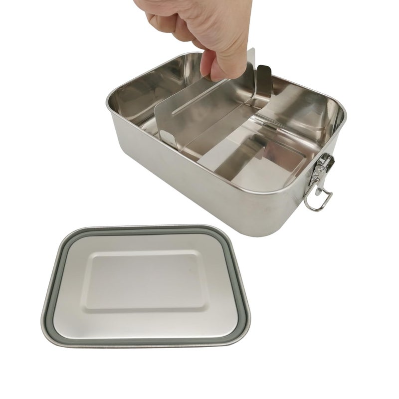 UPTRUST Leak Proof Stainless Steel Lunch Food Container, 1200ML/40oz Large Bento Boxes Metal Lunch Box for Kids or Adults - Lockable Clips Adjustable Divider included - Image 5